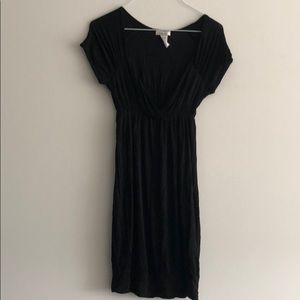 Low cut black v-neck dress